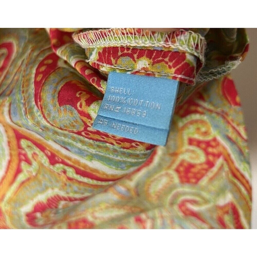 J. McLaughlin Tunic Top Sz XS Teal‎ Orange Paisley 3/4 Sleeves Mandarin C…​ - Picture 4 of 8